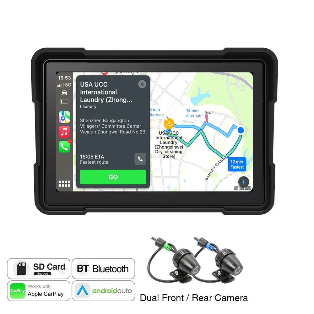 5inch Motorcycle Wireless CarPlay Monitor - Waterproof IPS M528 B