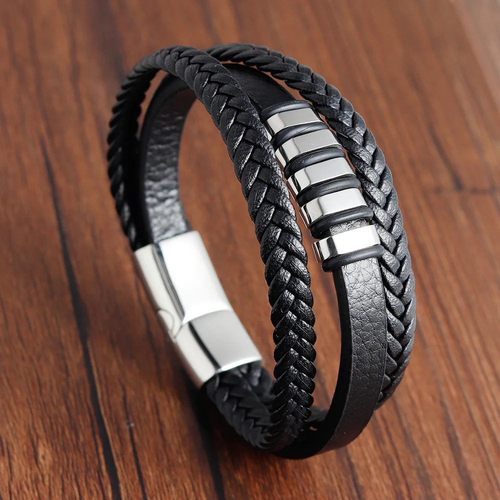 Leather Charm Bracelet for Men color 16 / 19cm