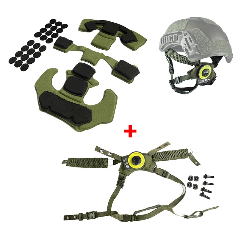 Sistema di Sospensione per Casco Tattico con Cuscinetti in Memory Foam per Caschi MICH ACH