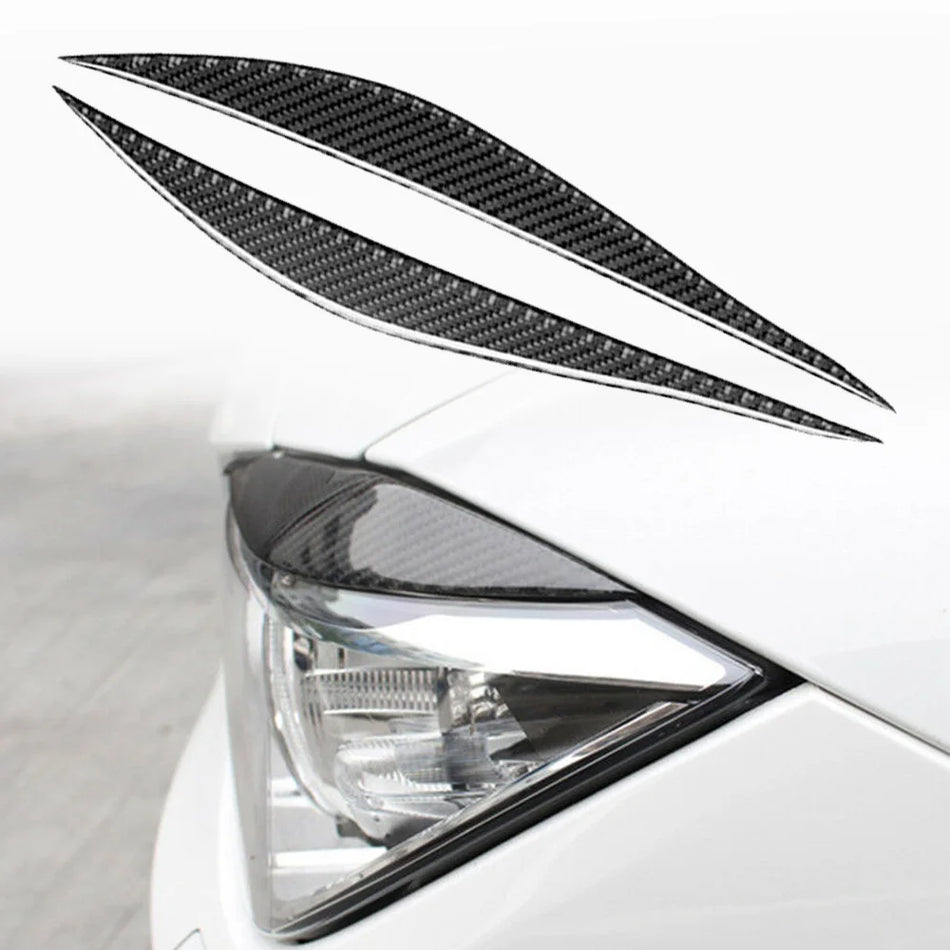 Headlight Eyebrow Covers for BMW 3 Series F30 Carbon Fiber Finish with Rubber Backing