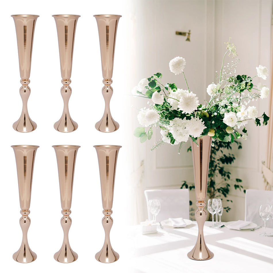 6/10PCS Gold Flower Vases – Elegant Desktop Centerpieces
