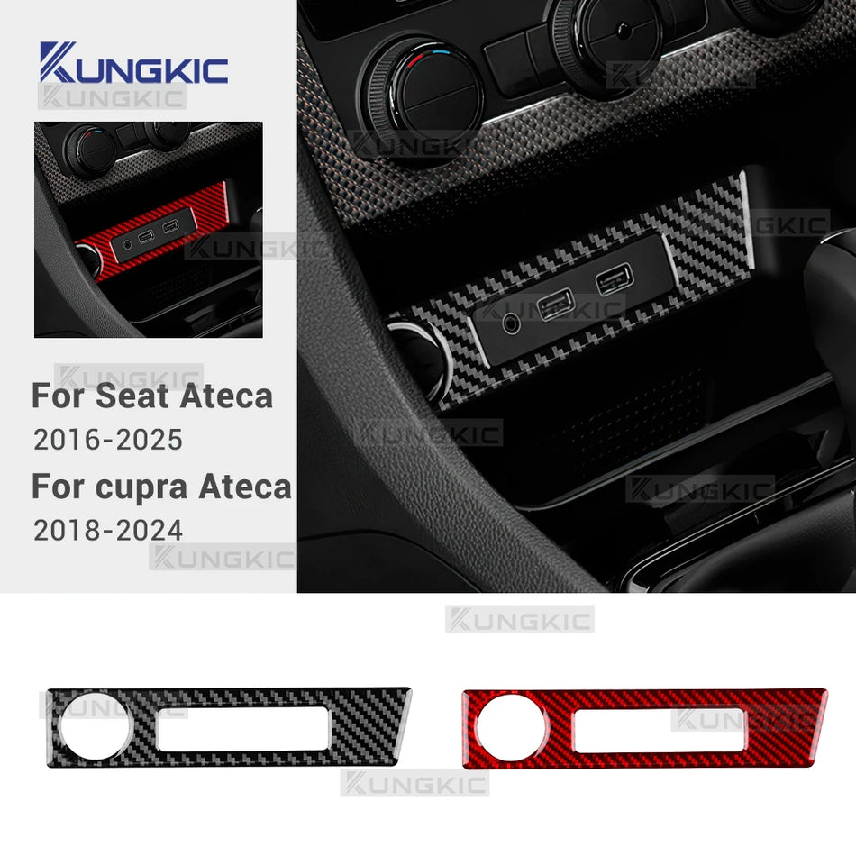 Zacht frame van koolstofvezel voor de USB-laadpoort voor Seat Ateca 5F Cupra