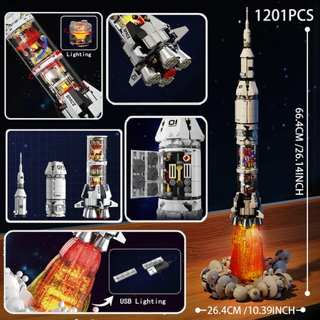 UFO Flying Saucer Building Block &ndash; Creative Assembly Puzzle Toy Space Rocket