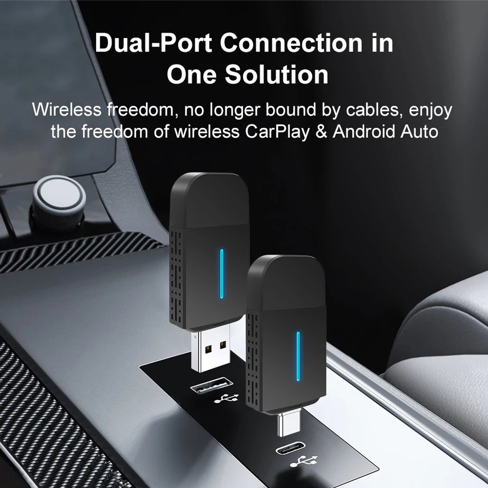 AI Box 2 in 1 Adapter for Wired CarPlay to Wireless CarPlay and Android Auto