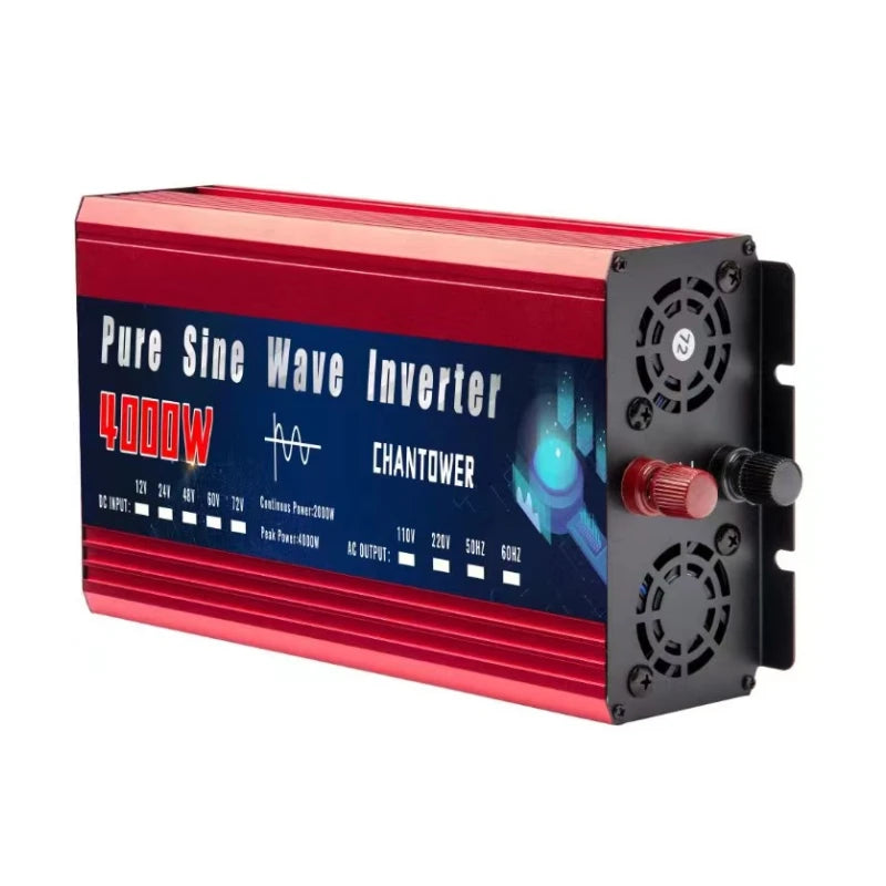 CHANTOWER Pure Sine Wave Inverter - 12V/24V DC to AC, 2000W-5000W