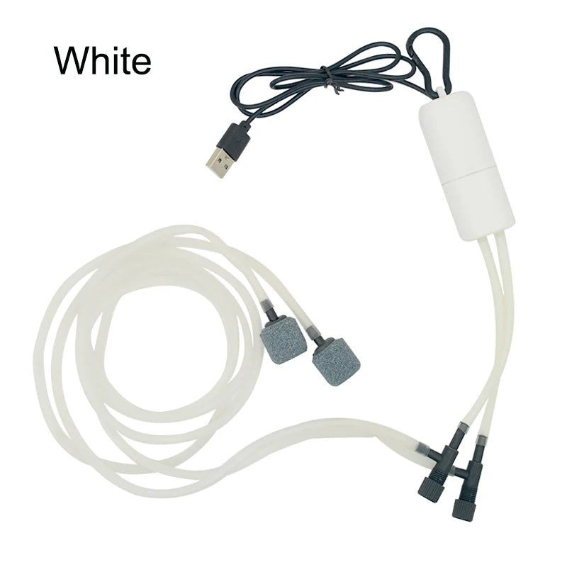 Aquarium USB Oxygen Air Pump &ndash; Silent Dual-Hole Air Volume White