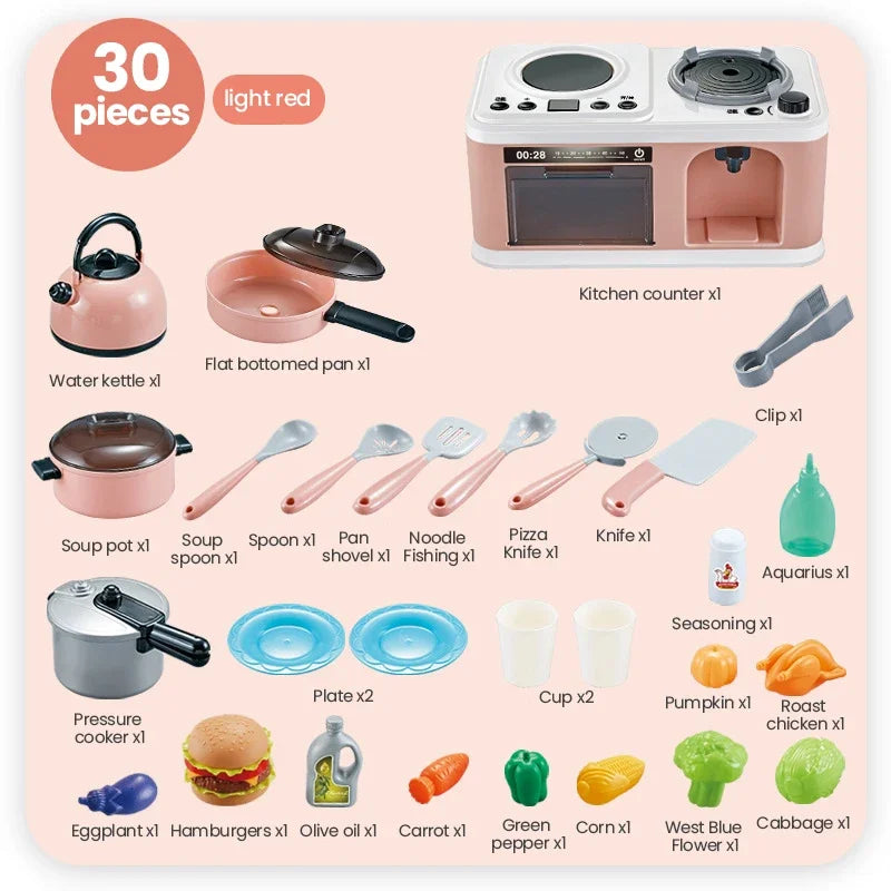 Kids Mini Kitchen Accessories Set &ndash; Induction Pretend Play 30p A water spray