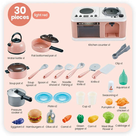 Kids Mini Kitchen Accessories Set &ndash; Induction Pretend Play 30p A water spray