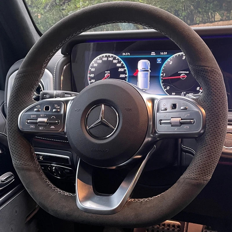 Покритие за волан Черно кожено за Mercedes-Benz S W222 C W205