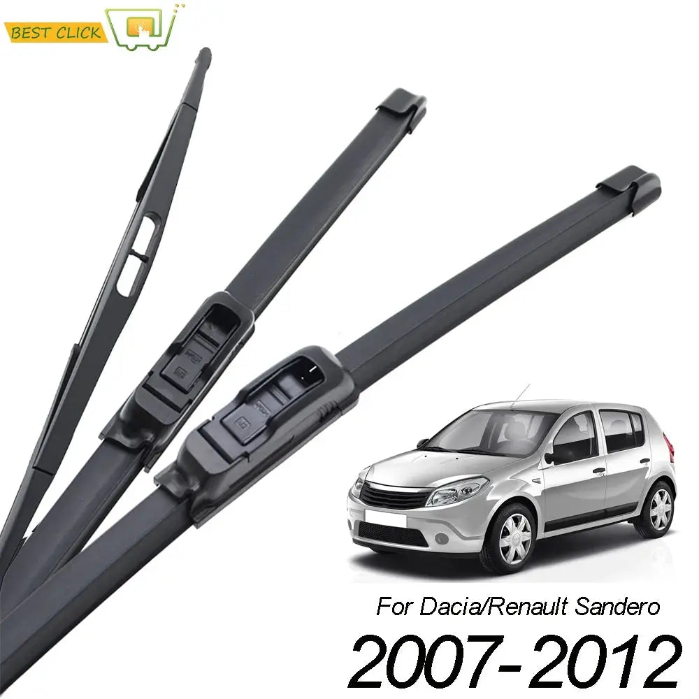 Misima Windshield Wiper Blades Kit For Dacia Renault Sandero MK1 2007 - 2012 Front Rear Window Wiper Set 2008 2009 2010 2011 by InterCyprus Trading Ltd