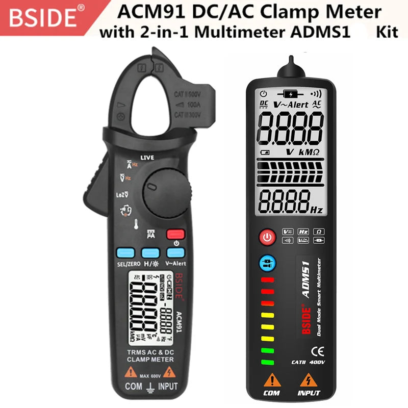 BSIDE ACM92 Auto Range Clamp Digital Ammeter &ndash; True RMS AC DC Current Measurement ACM91 Black-ADMS1 / CHINA