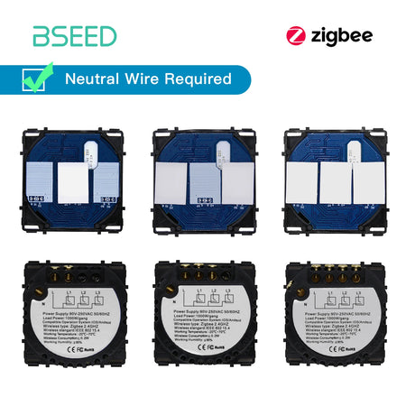 BSEED Zigbee Touch Smart Light Switch - 1/2/3 Gang Control