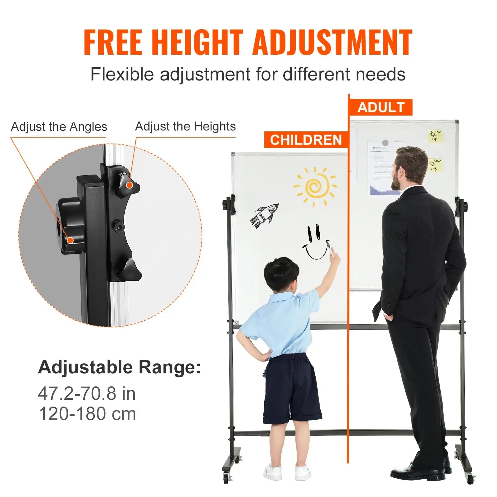 Rolling Magnetic Whiteboard Double Sided Mobile 360