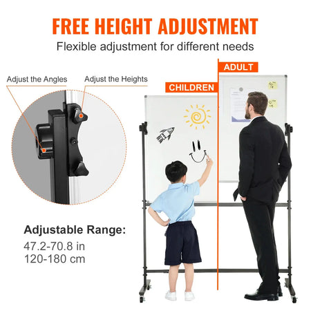 Rolling Magnetic Whiteboard Double Sided Mobile 360