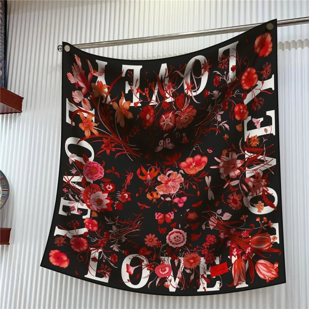 Pobing Silk Scarf &ndash; Elegant Floral Print Design