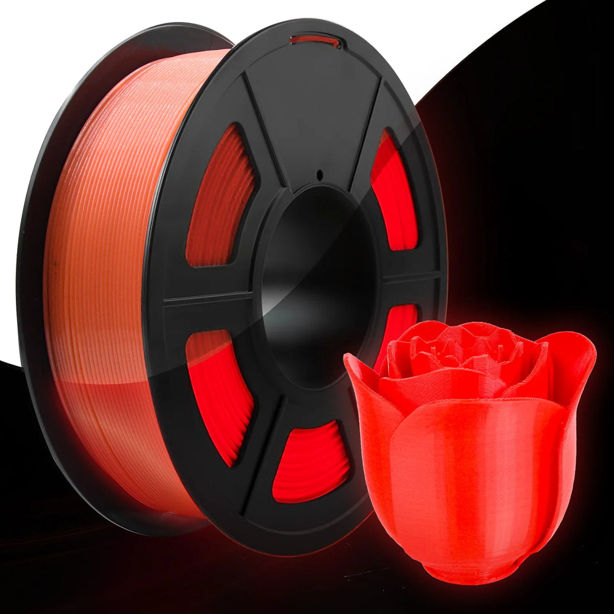 1.75mm PLA Luminous 3D Printer Filament &ndash; Glow In The Dark 200g Luminous Red