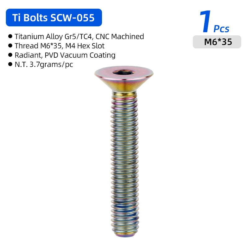Deemount Titanium Bicycle Headset Bolts &ndash; High Strength and Corrosion Resistant M6X35 Radiant 1PC / CHINA