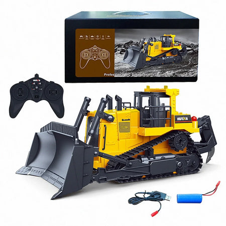 Huina 1554 11 Channel RC Bulldozer &ndash; Durable Kids Toy 1554 Yellow