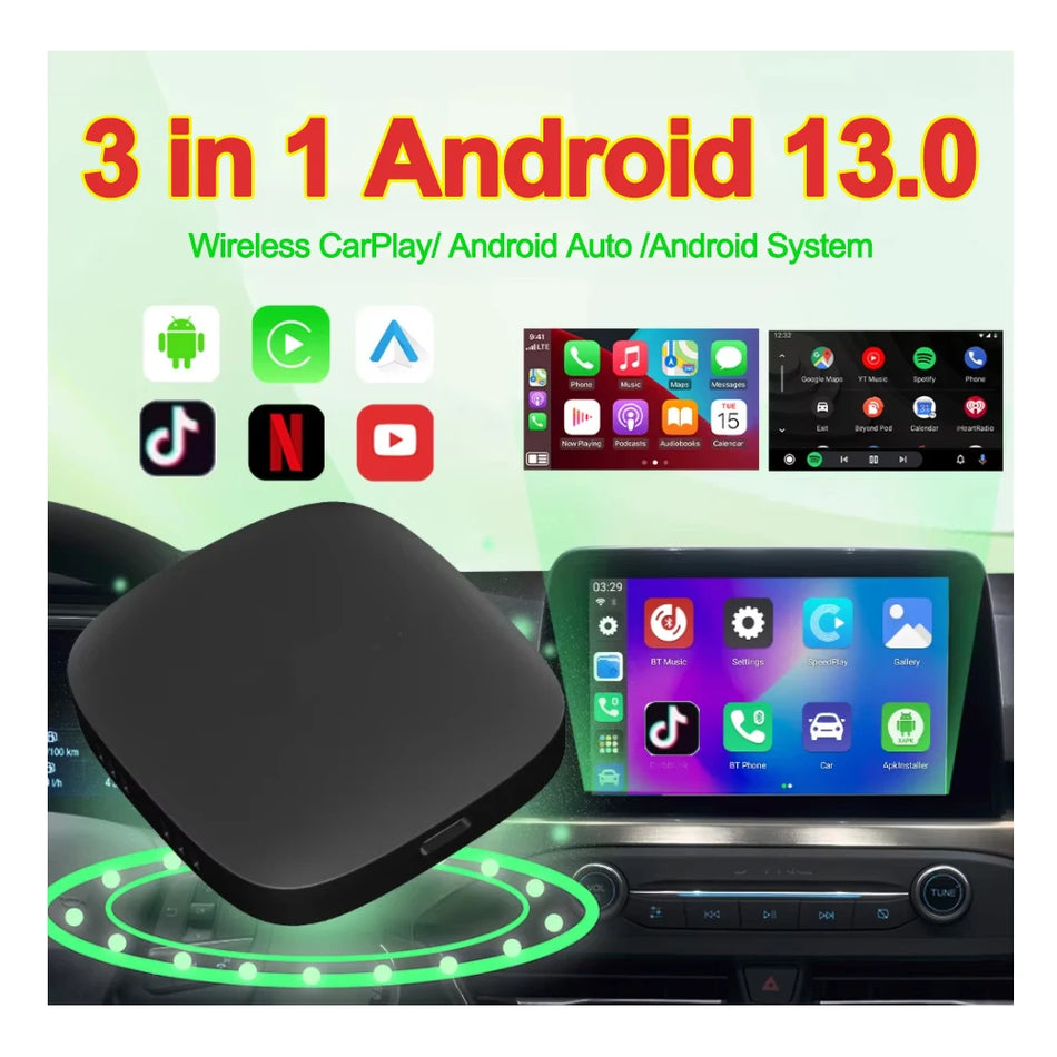 Android 13 CarPlay AI Box with Wireless Android Auto, Netflix Ready