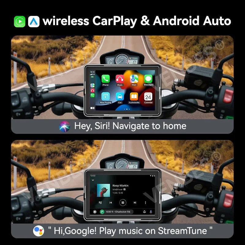 VENBES 5 Inch Motorcycle Navigation Screen &ndash; IP67 Waterproof with Bluetooth and Android Auto