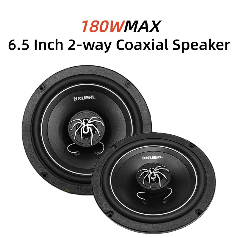 Универсален 6.5 инчов 2-канален коаксиален автомобилен говорител, 180W висока мощност, желязна рамка и PP