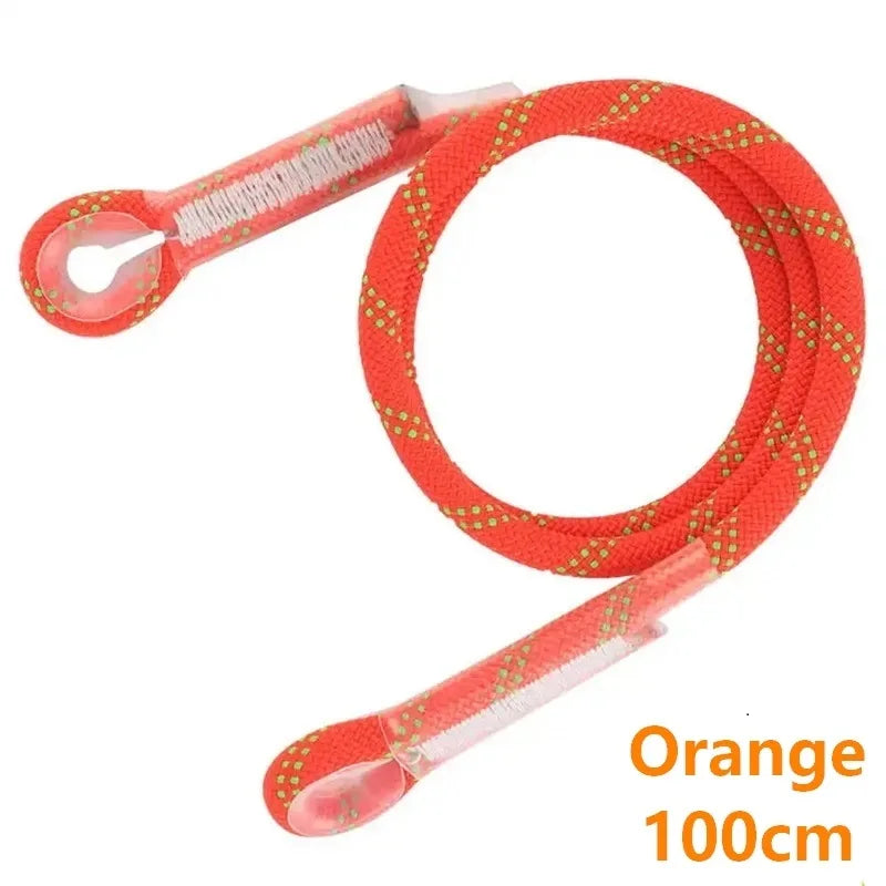 Outdoor Rock Climbing Lanyard 10.5mm Static Rope 20kN Protective Eye-to-eye Pre-Sewn Cord Loop Sling Mountaineering Equipment Orange-100cm