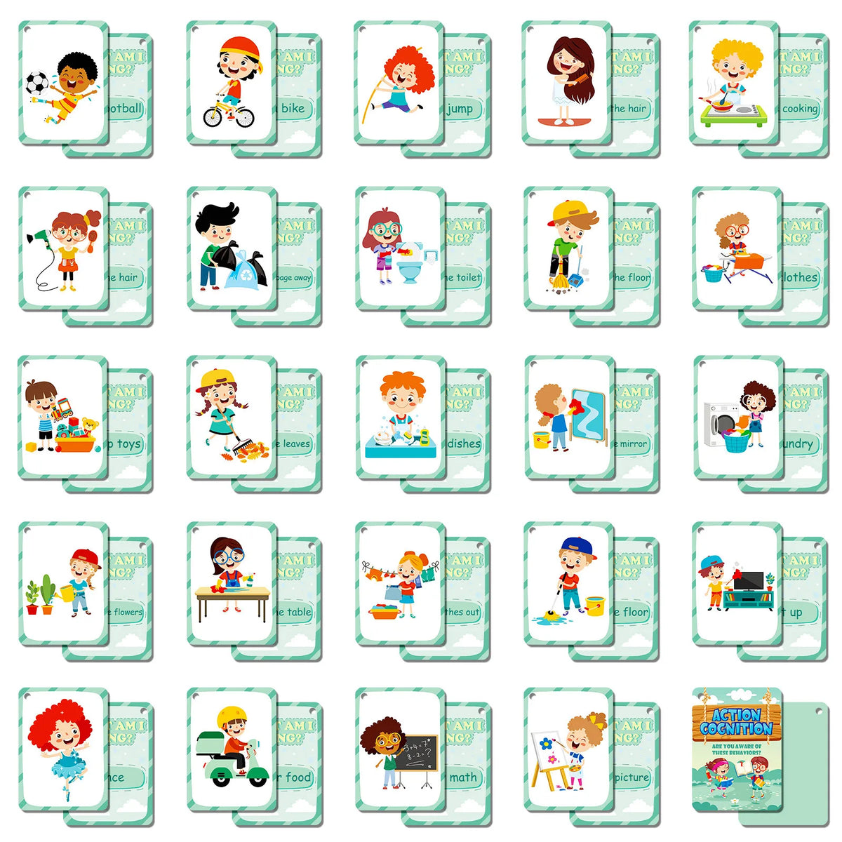 Cognition Learning Flash Cards for Kids - 50Pcs Set Memory Educational Toys for Early Childhood Development