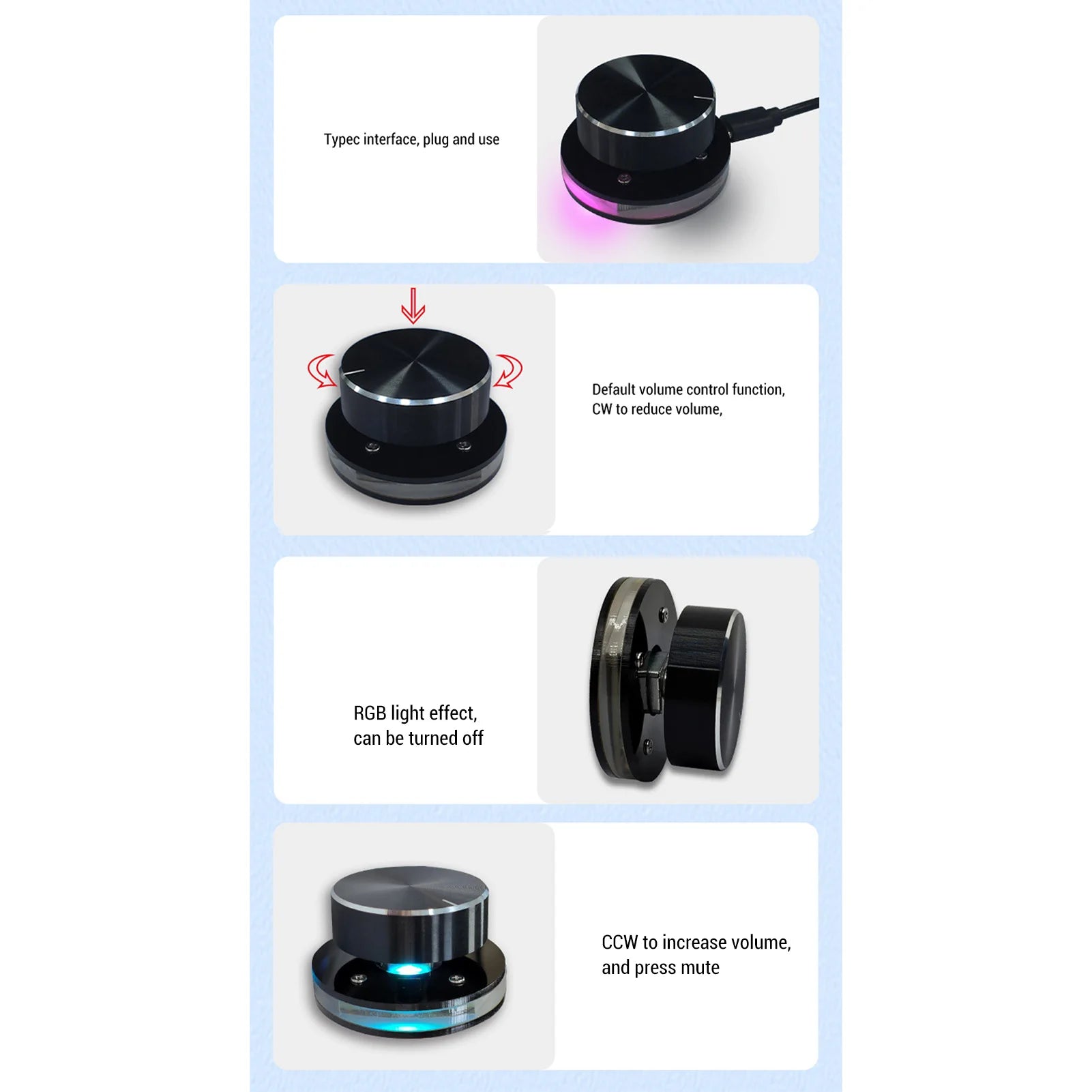 USB Volume Control Knob &ndash; 360 Degree Rotating RGB Light