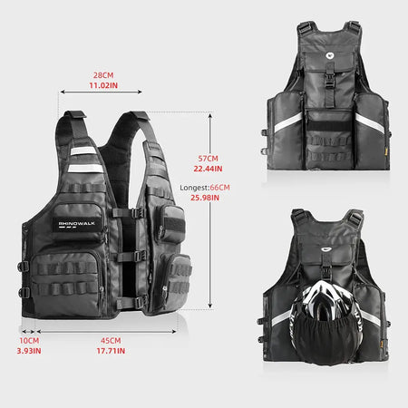 Rhinowalk Motorcycle Vest Adjustable Size Motor Breathable Motocross Vest Motorbike Jacket Backpack Support Water Bag And Helmet by InterCyprus Trading Ltd