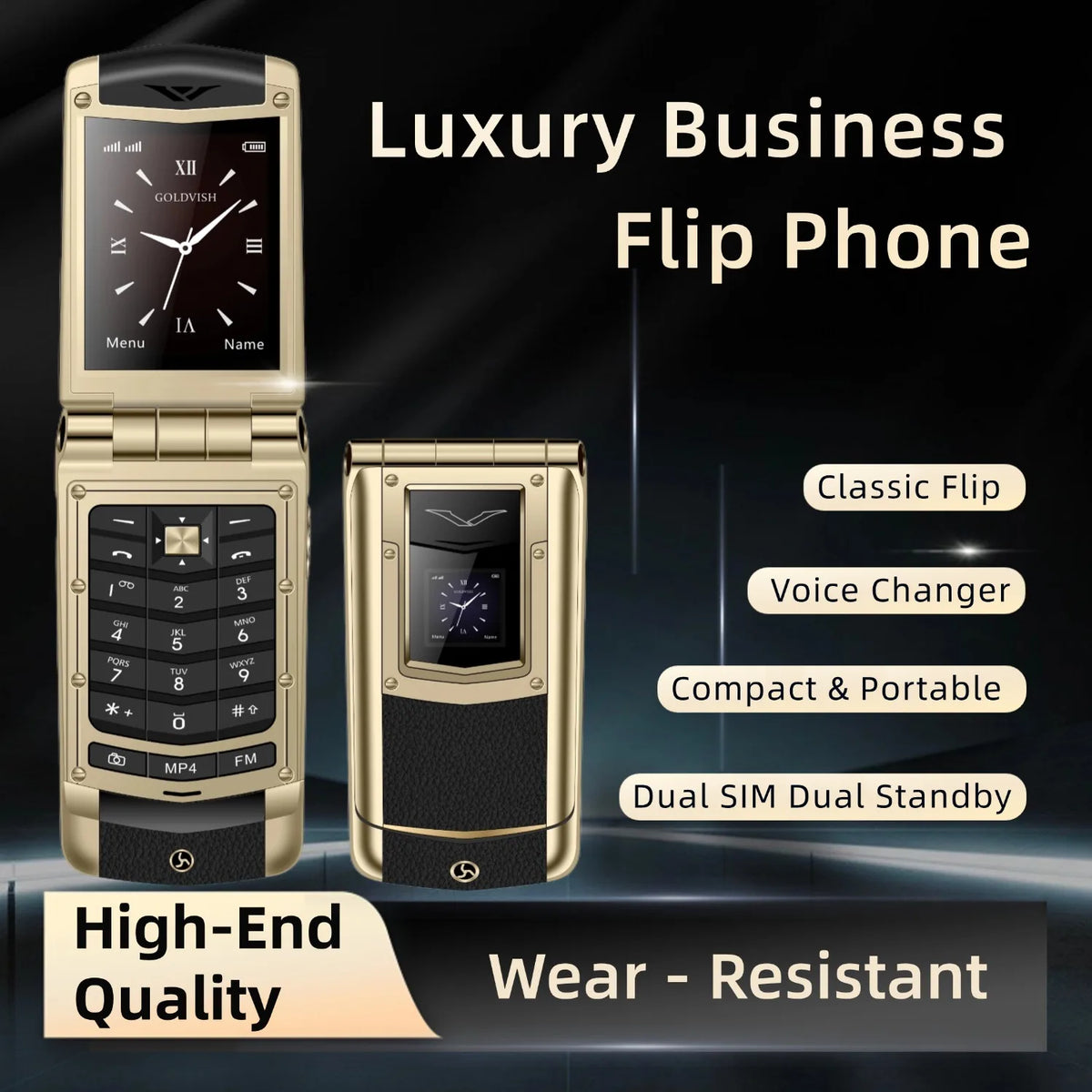 Luxury Metal Flip Phone For Men &ndash; Big Button Dual Screen