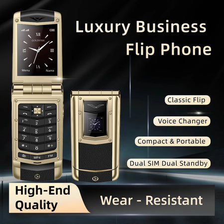 Luxury Metal Flip Phone For Men &ndash; Big Button Dual Screen