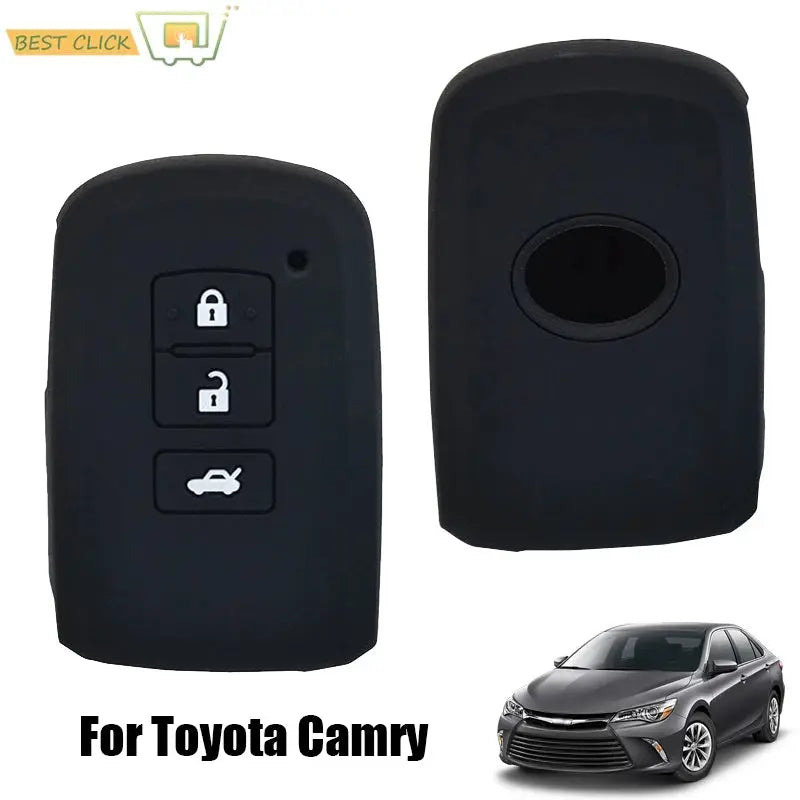 Key Case Silicone Cover For Toyota Camry Avalon Highlander Rav4 3 Button Remote Car Keyless Fob Holder Skin Shell 2013 - 2021 by InterCyprus Trading Ltd