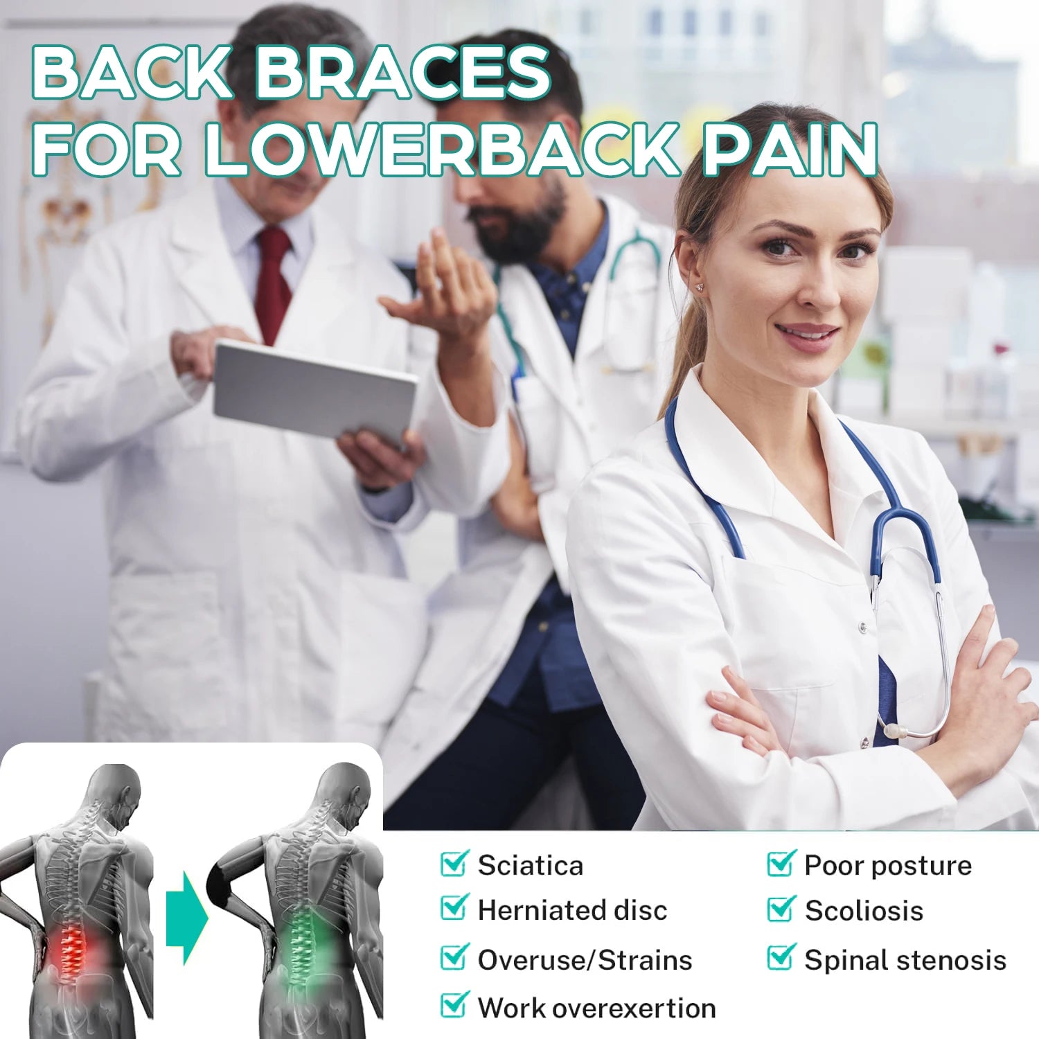 Back Braces for Lower Back Pain with Support System Herniated Disc,Lumbar supports for Sciatica Scoliosis Heavy Lifting and Work
