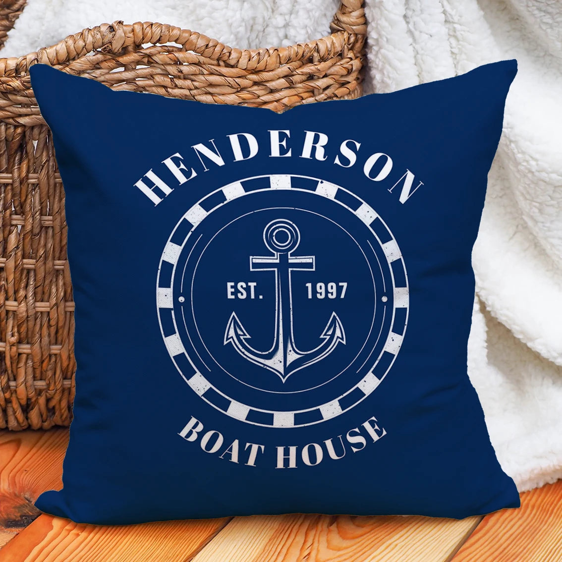 Personalised Nautical Anchor Pillow Covers for Home and Yacht Decor LK240728000077 / 35X35CM