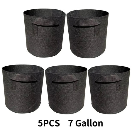 5-Pack Aeration Fabric Grow Bags with Handles - Optimal Plant Health 7gallons 30x35cm