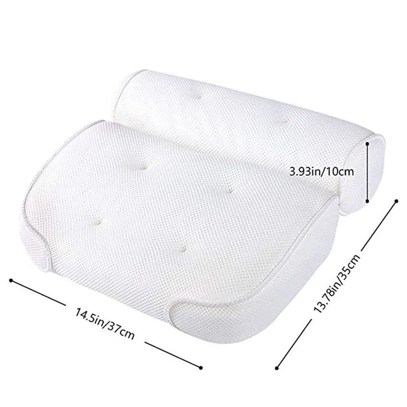 Mesh Bath Pillow For Bathtub - Non Slip Suction Cups