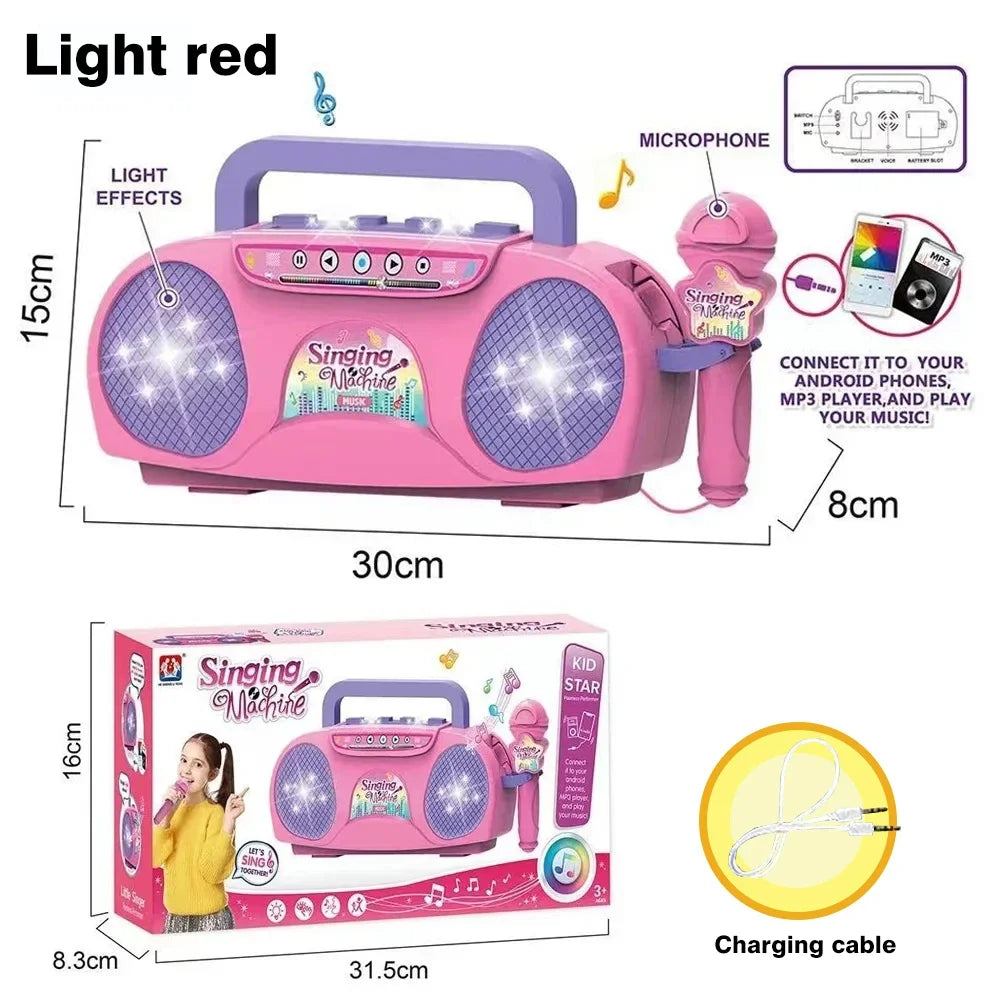 Singing Machine With Microphone &ndash; Light Up Karaoke Fun Light red