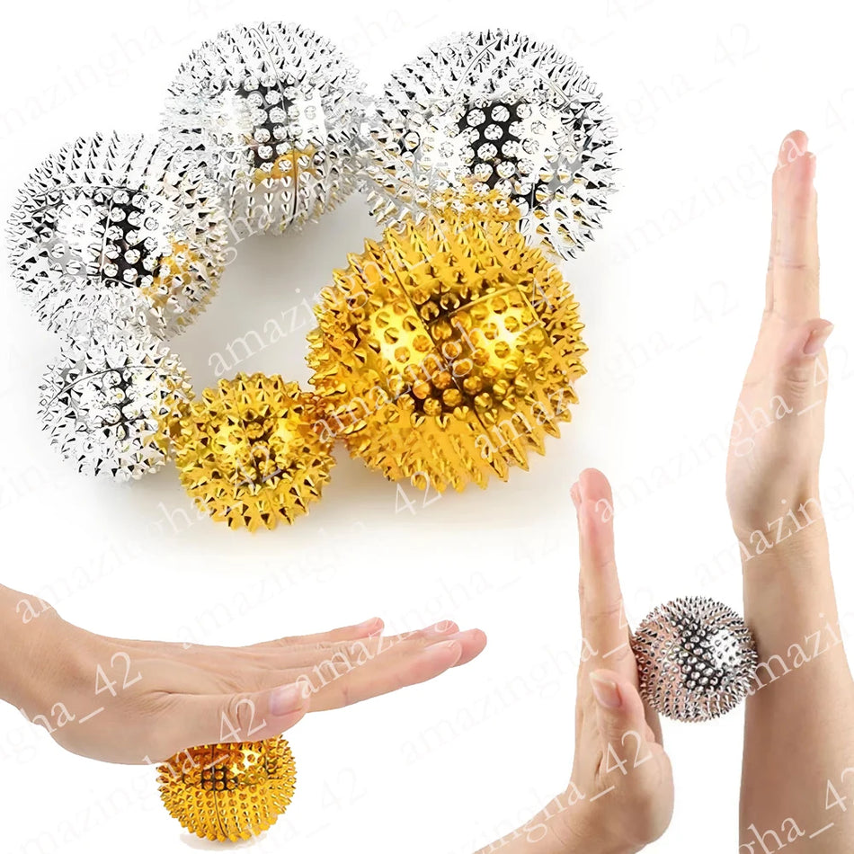 2-delars Hand Magnetisk Taggig Massageboll Handflata Akupressur
