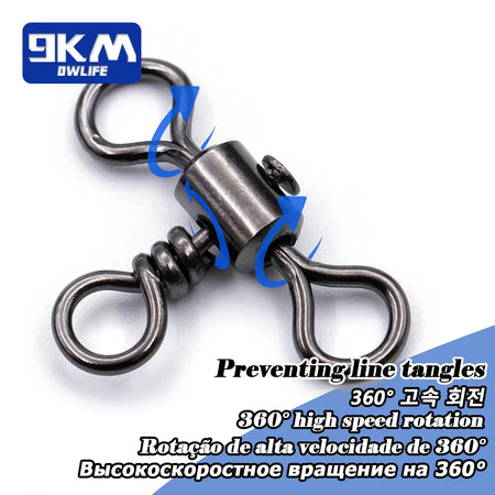 Triple Swivel Stainless Brass 3 Way Fishing Line Connectors - 25~100Pcs | 9KM DWLIFE