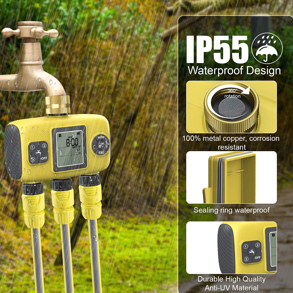 1/3 Zone Automatic Irrigation Water Timer &ndash; Smart Schedule