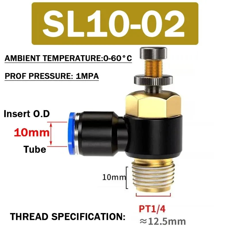 SL Throttle Valve 4 6 8 10 12mm Pneumatic &ndash; Fast Connection SL10-02