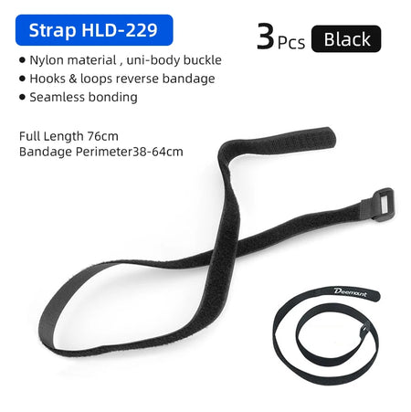 Deemount Bicycle Hook Loop Tape &ndash; Durable Nylon Fastening Straps Black 76cm 3PC / CHINA
