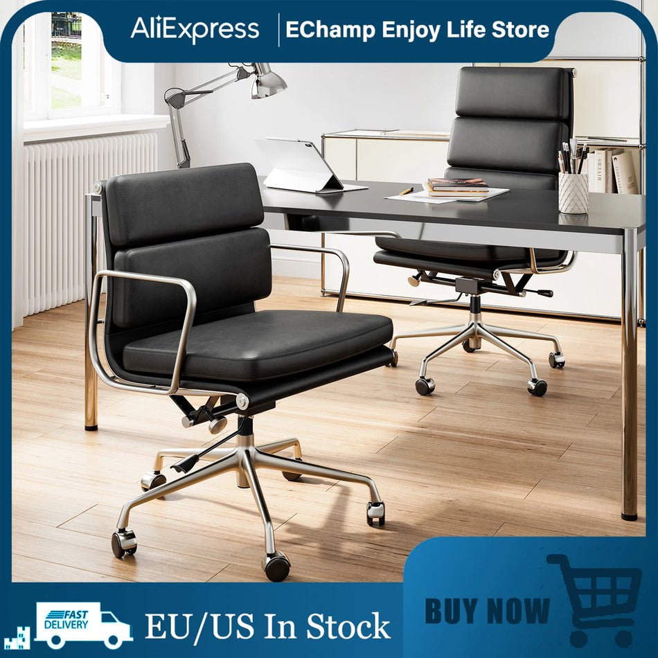 Skórzane Ergonomiczne Krzesło Biurowe z Wsparciem Lędźwiowym