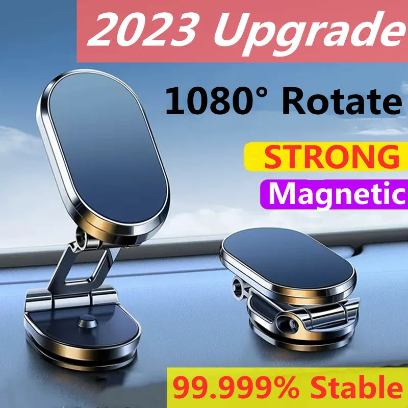 🟠 1080 Rotatable Magnetic Car Phone Holder Magnet Smartphone Support GPS Foldable Phone Bracket in Car For iPhone Samsung Xiaomi