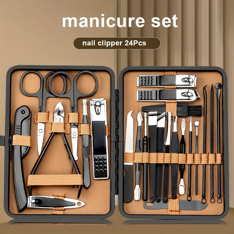 Manicure Set Stainless Steel 18Pcs - Compact Travel PU Case