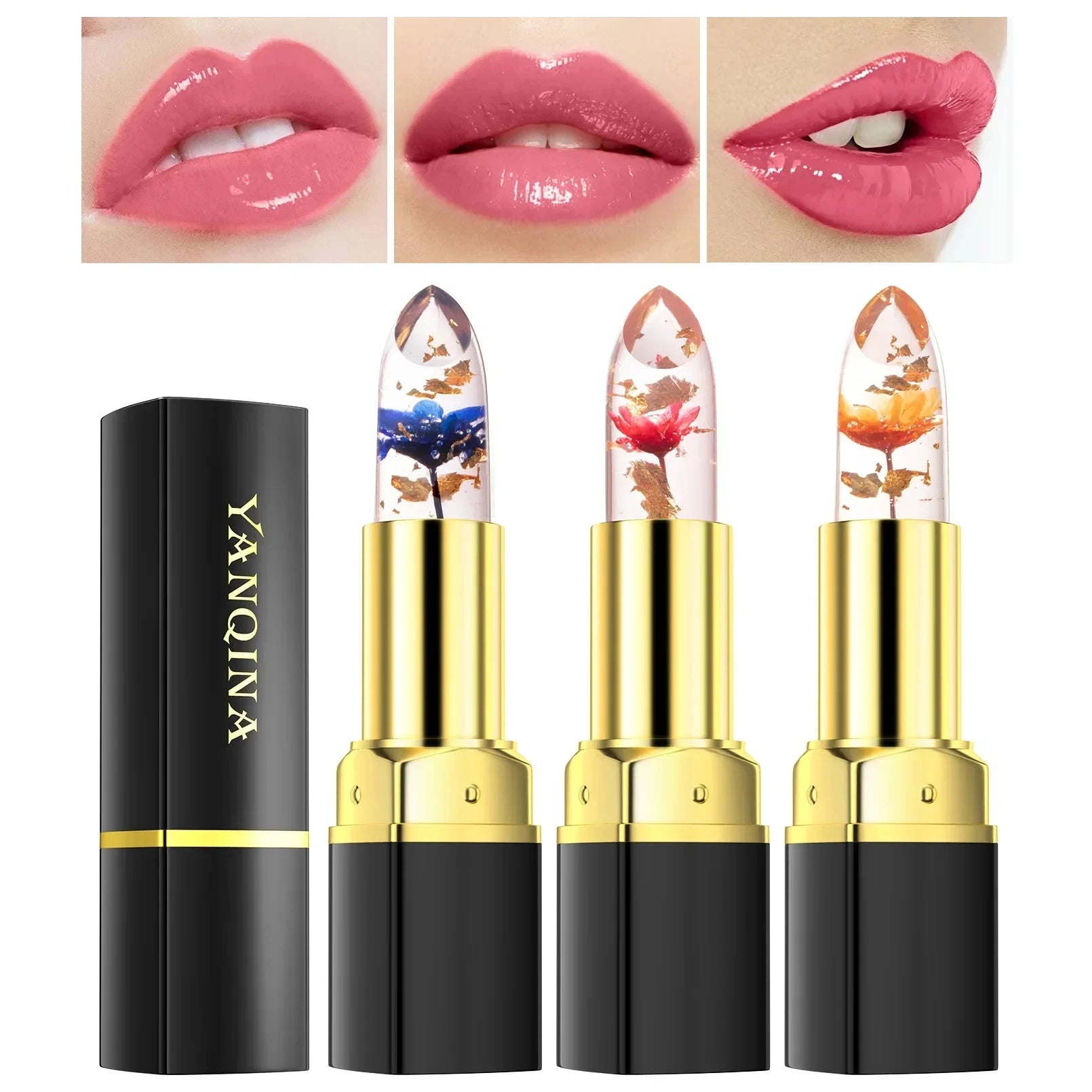 YANQINA Magic Lipstick Florett Jelly - Long Lasting Gold Foil, 24 Hours