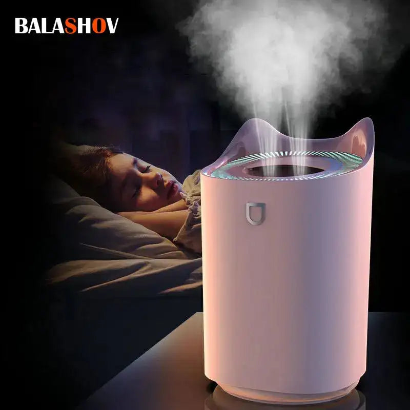 USB 3L Ultrasonic Humidifier Diffuser With LED Dual Nozzle
