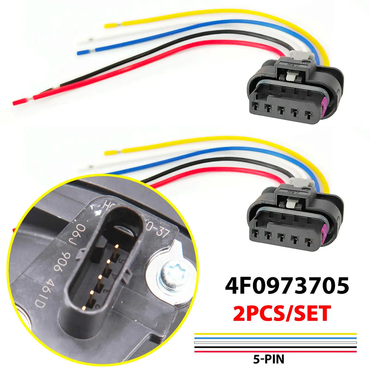 2x MAF Sensor 5 Pin Connector Harness 4F0973705 8K0973205 Pre-Wired Pigtail For VW AUDI SKODA SEAT Repair Kit by InterCyprus Trading Ltd