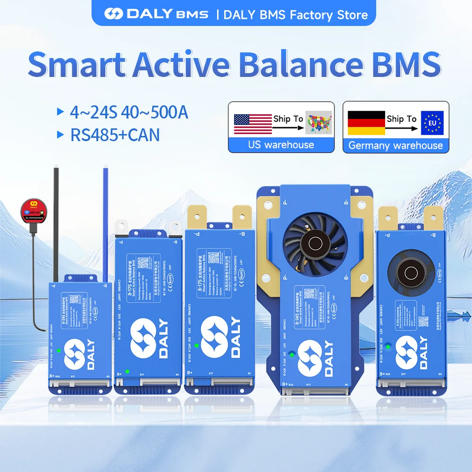 DALY Smart BMS Active Balance for LiFePO4 and Li-ion, 12V-48V, Bluetooth