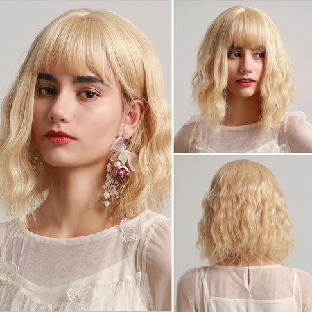 ALAN EATON Auburn Short Wavy Wig with Bangs - Heat Resistant Red Brown Hair for Cosplay and Parties SS170-2 / CHINA